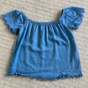 MIAMI Denim Top w/Frayed Detail